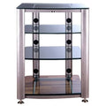 4 Shelf Glass Audio Cabinet Silver Frosted G66301