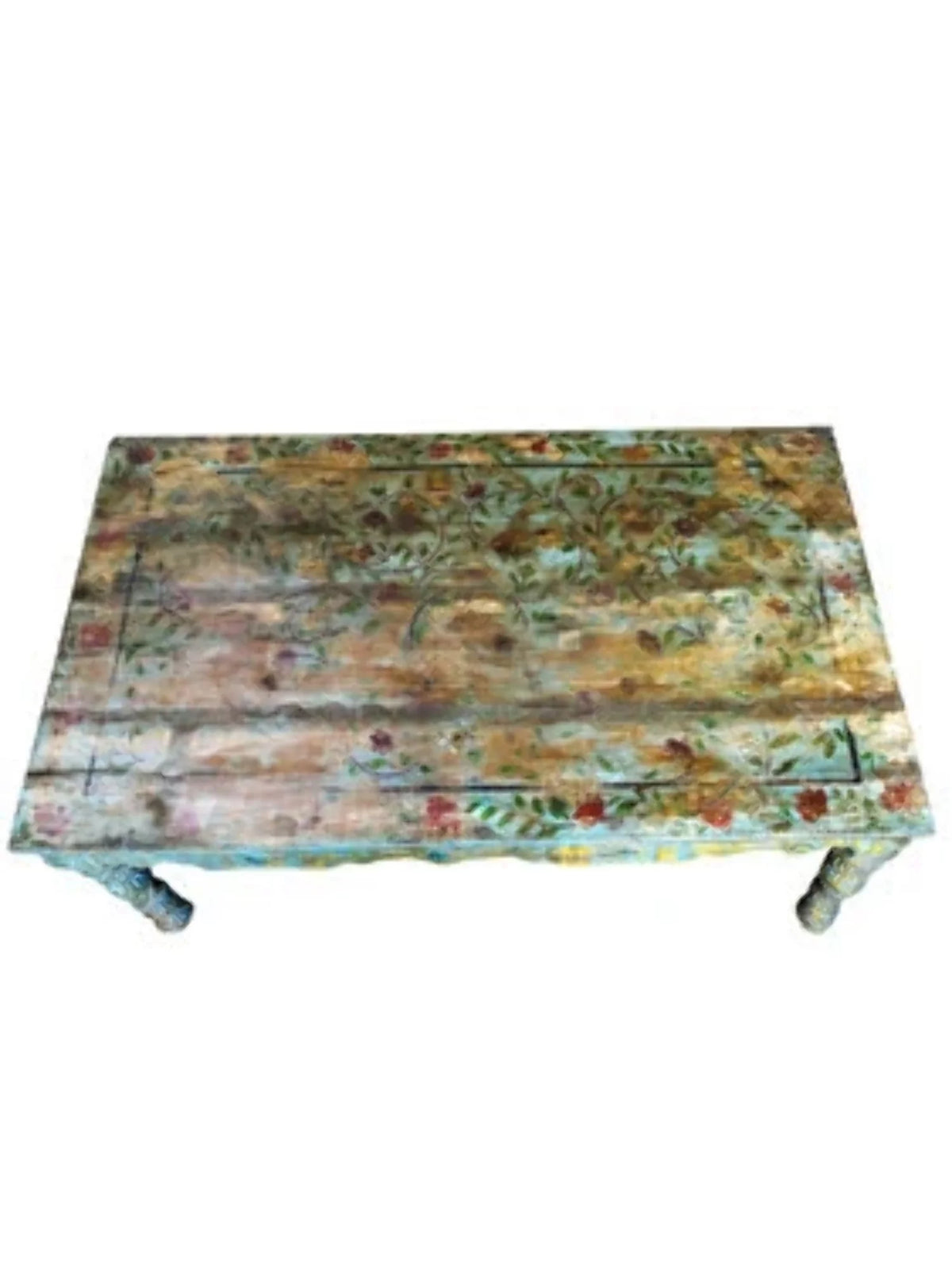 Blue Hand Painted Reclaimed Wood Coffee Table O6536