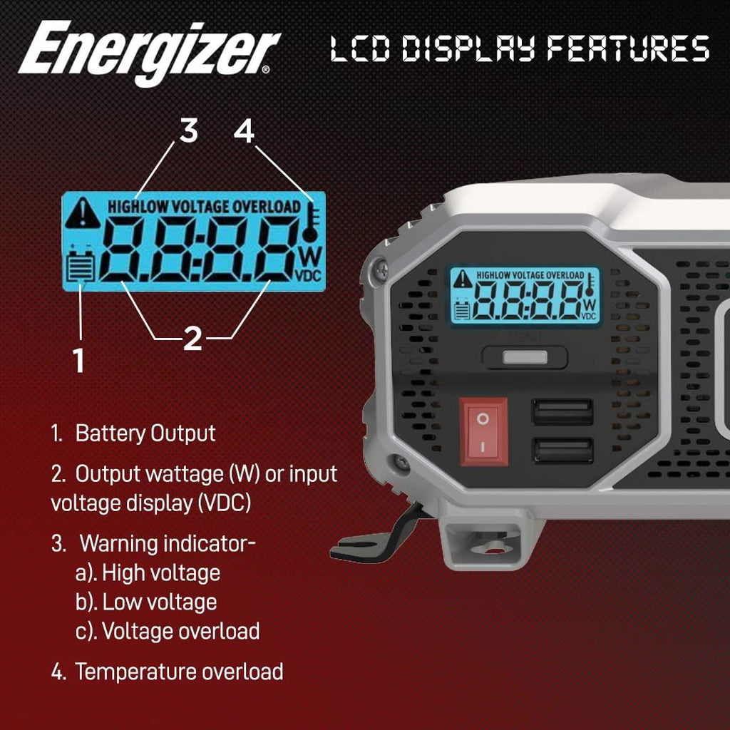 2000 watts Modified Sine Wave Car Power Inverter, 12v to 110v, Two AC Outlets, Two USB Ports, DC to AC Converter W615217