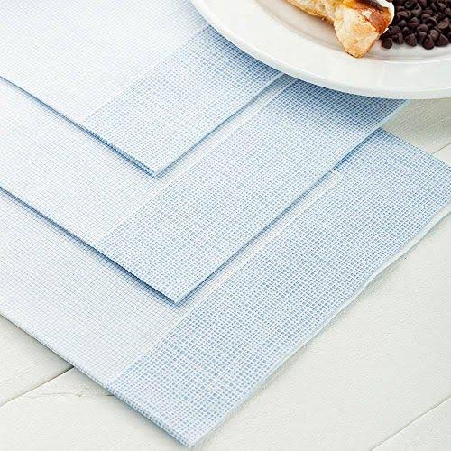 White with Blue Threads Disposable Napkins 16x16 Inches 600 Count Q976571