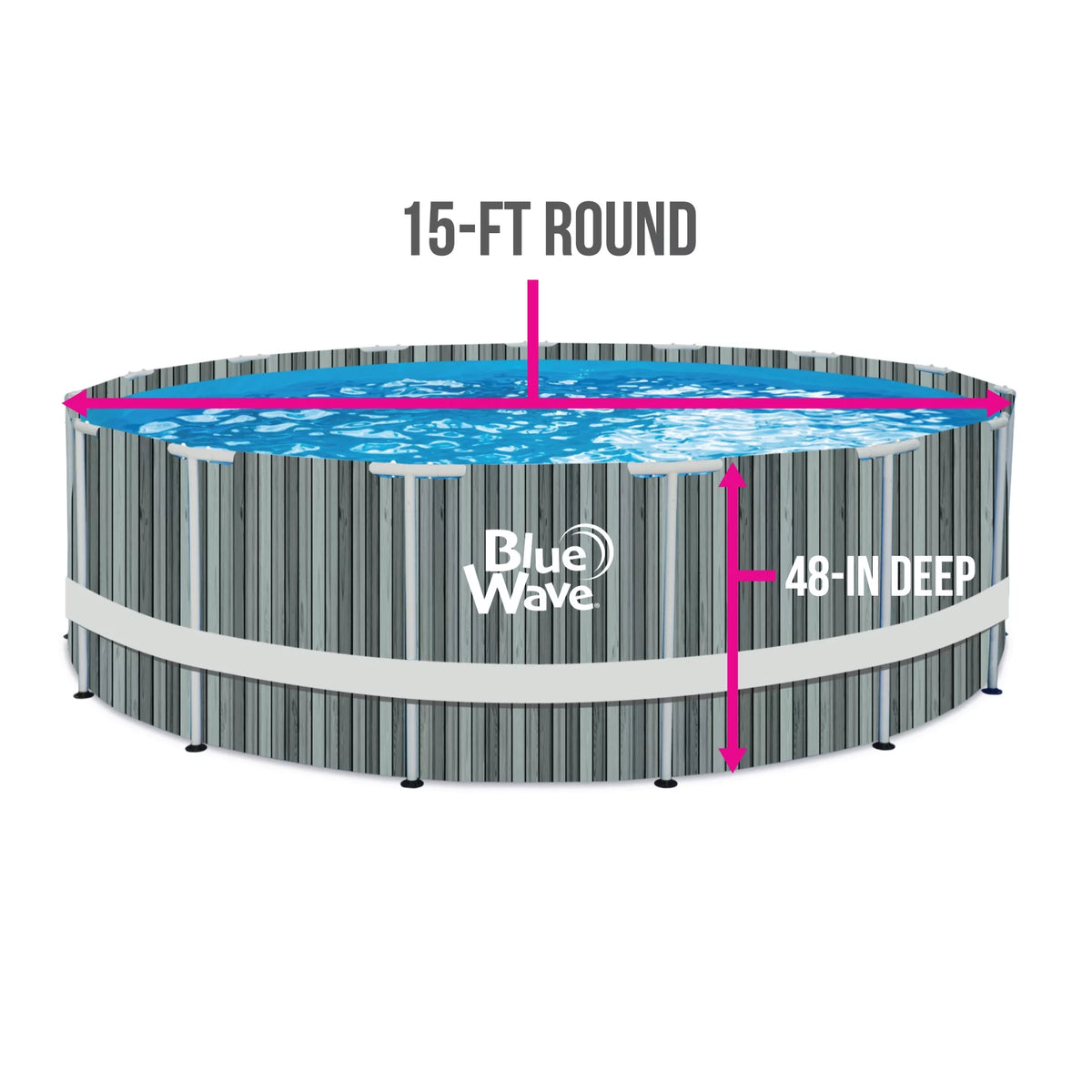 15-ft Round 48-in Deep Above Ground Swimming Pool with Cover I884
