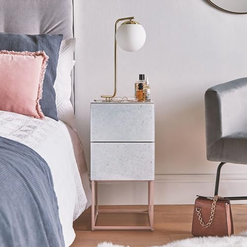 Pink Glass 2 Drawer Nightstand Q973178