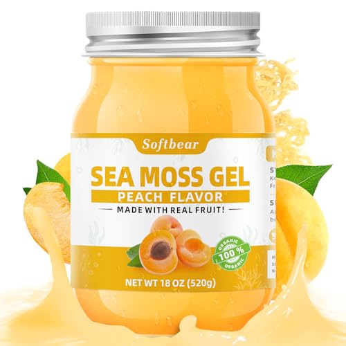 Peach Flavored Sea Moss Gel 18 OZ Organic Raw Vegan H2236
