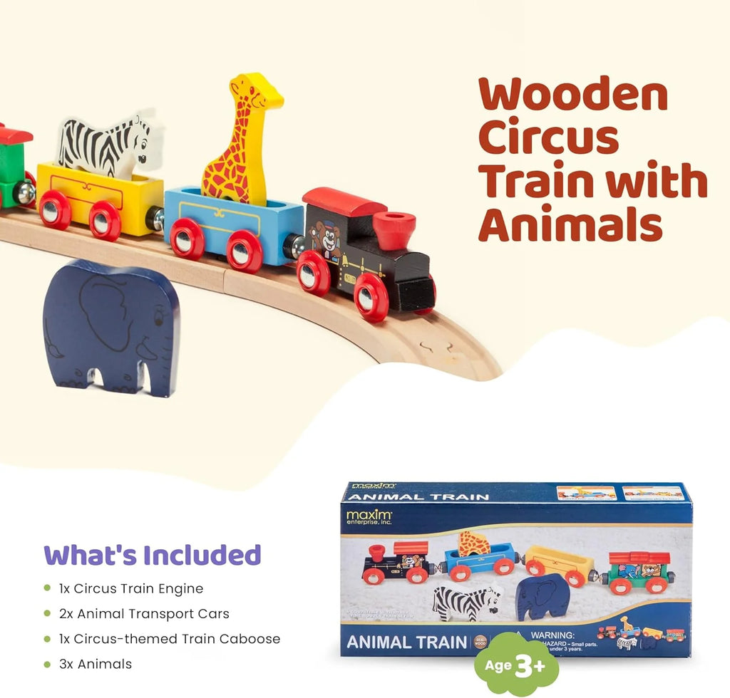 7 Piece Wooden Animal Train Set T283672