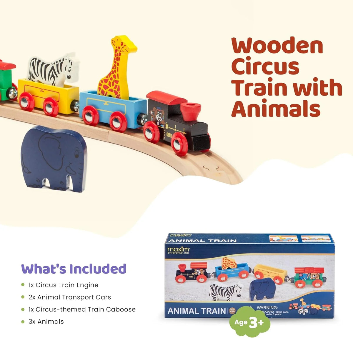 7 Piece Wooden Animal Train Set T283672