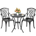 3-Piece Cast Aluminum Patio Bistro Set with Umbrella Hole Y270