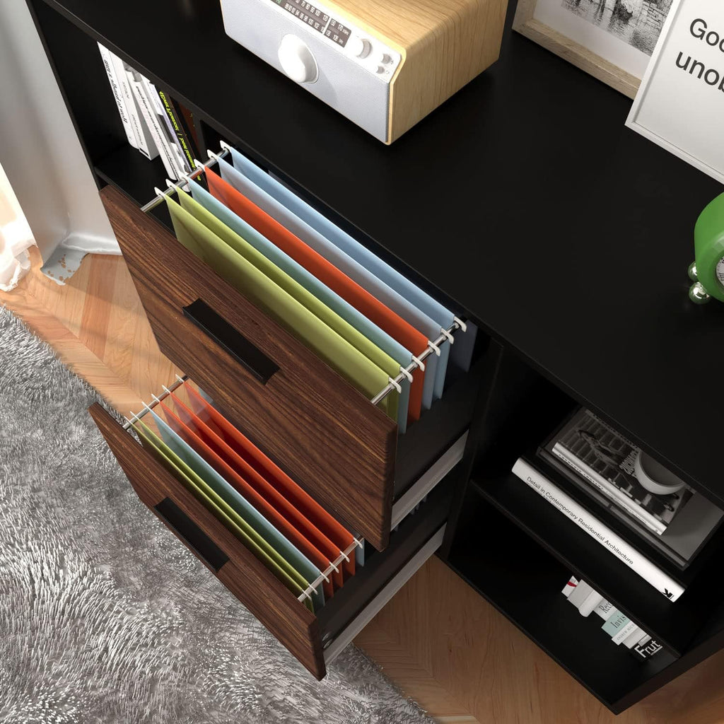 Black 2 Drawer Mobile File Cabinet with Adjustable Shelves V8548