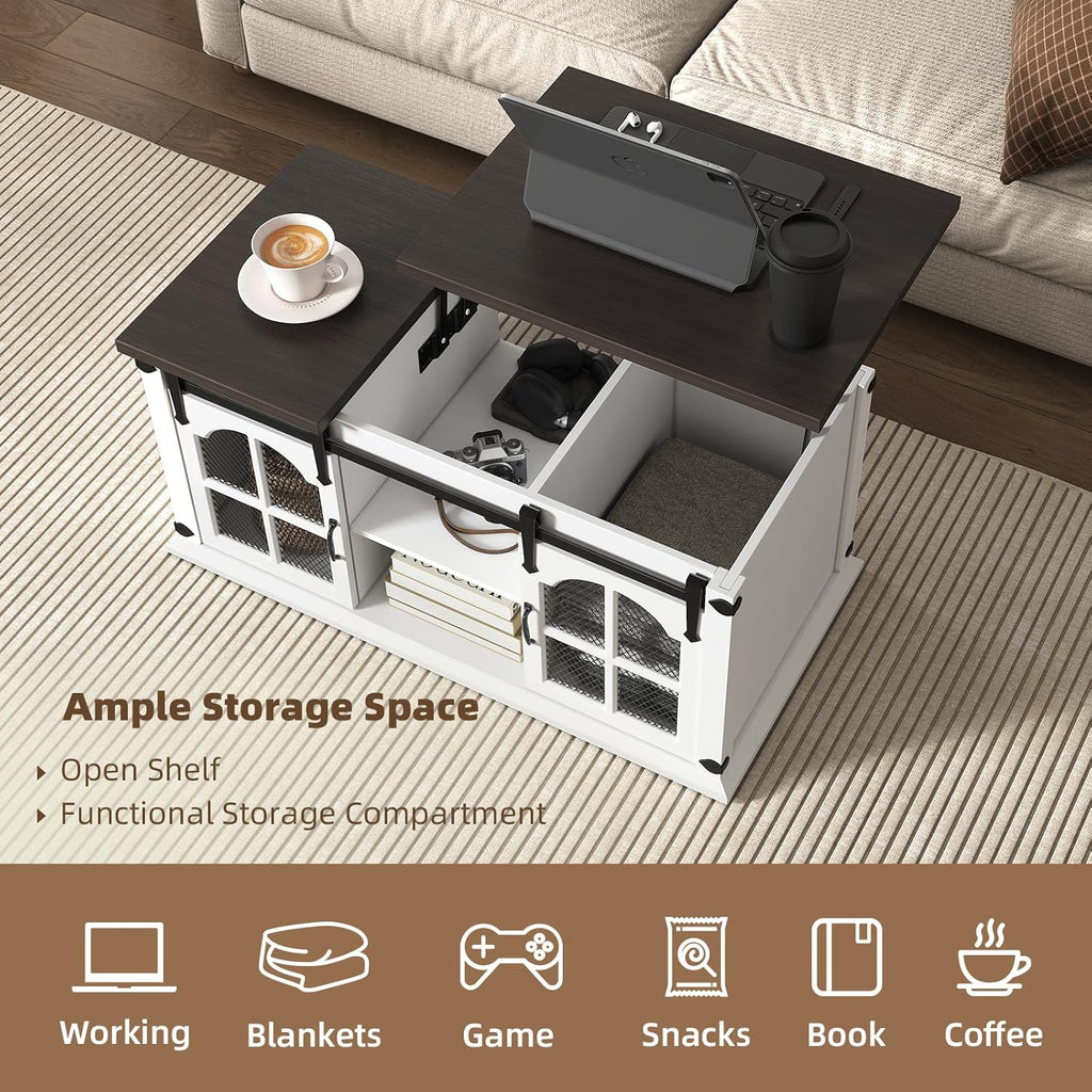 White Lift Top Coffee Table with Storage B12742