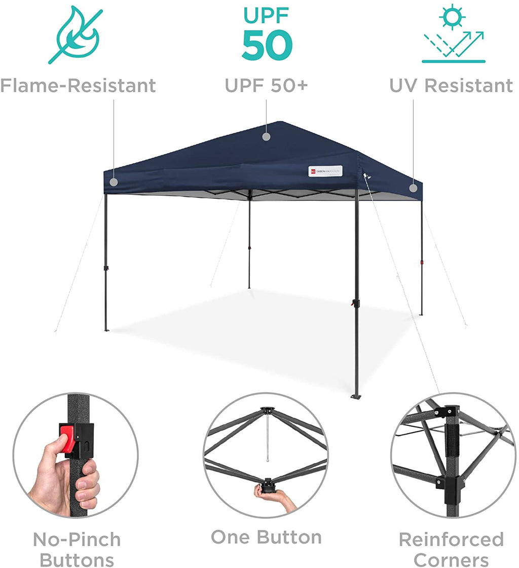 Blue 10x10ft Pop Up Canopy Tent with Wheeled Carry Case P972606
