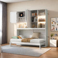 Twin Size Gray Murphy Bed Frame with Storage Cabinet and Shelves T8879