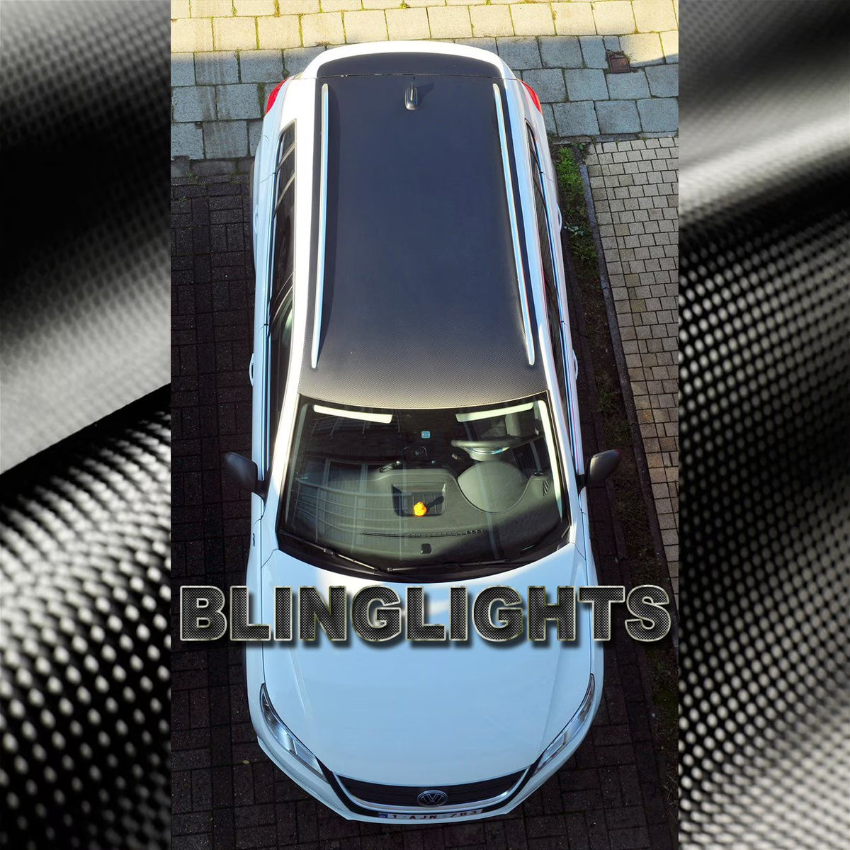 Black Carbon Fiber Roof Protection Overlay Film U17099