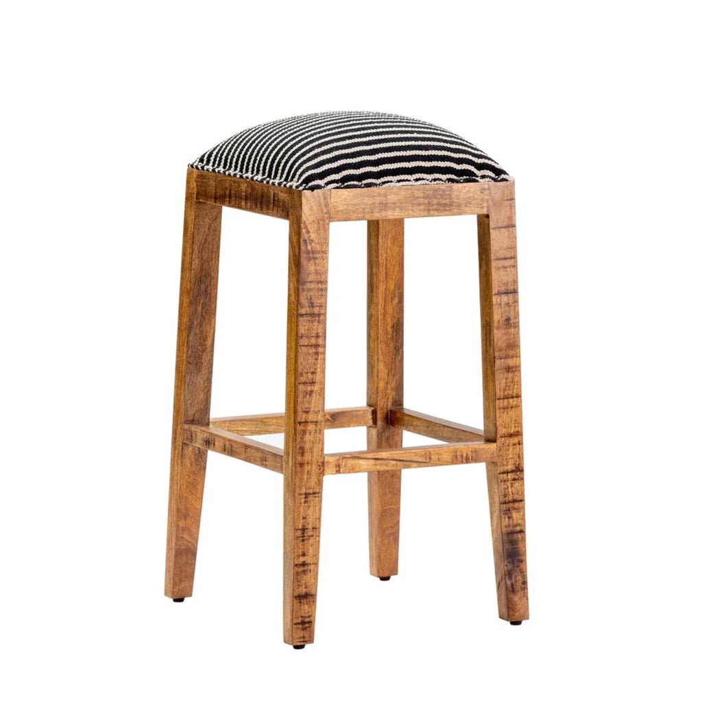 Black and White Wood Striped Barstool X1284