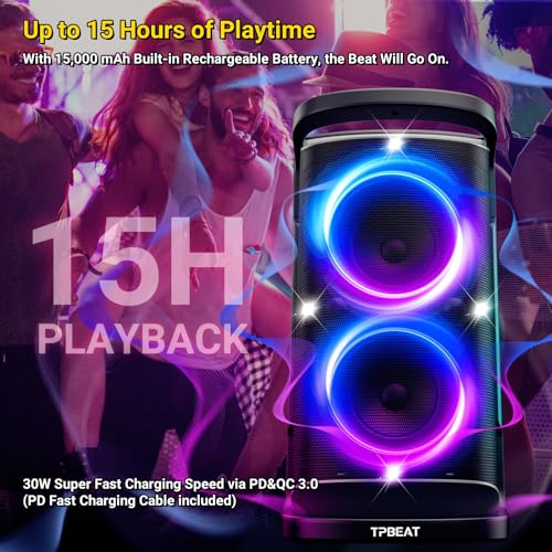 Portable Bluetooth Party Speaker 160W Deep Bass with Led Light Show A732
