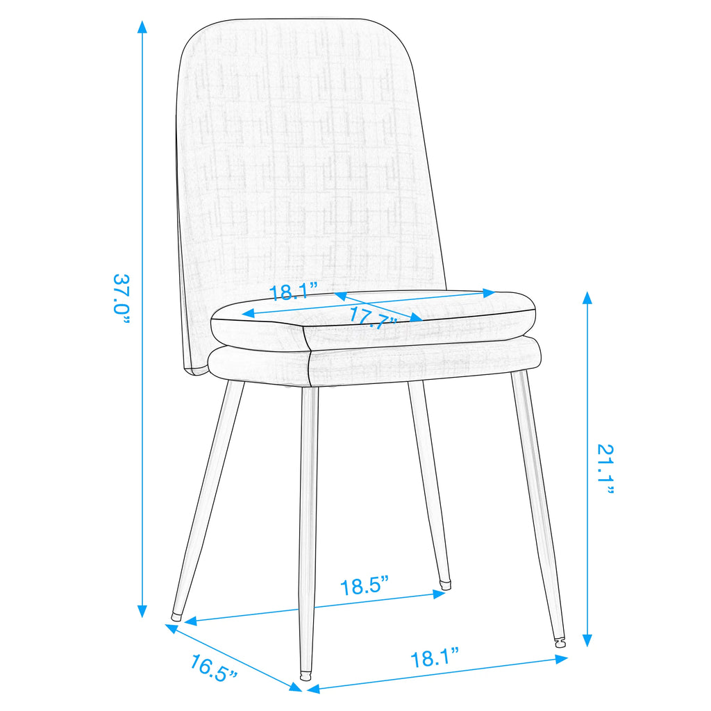 Set of 2 Beige Upholstered Dining Chairs with Metal Legs I371