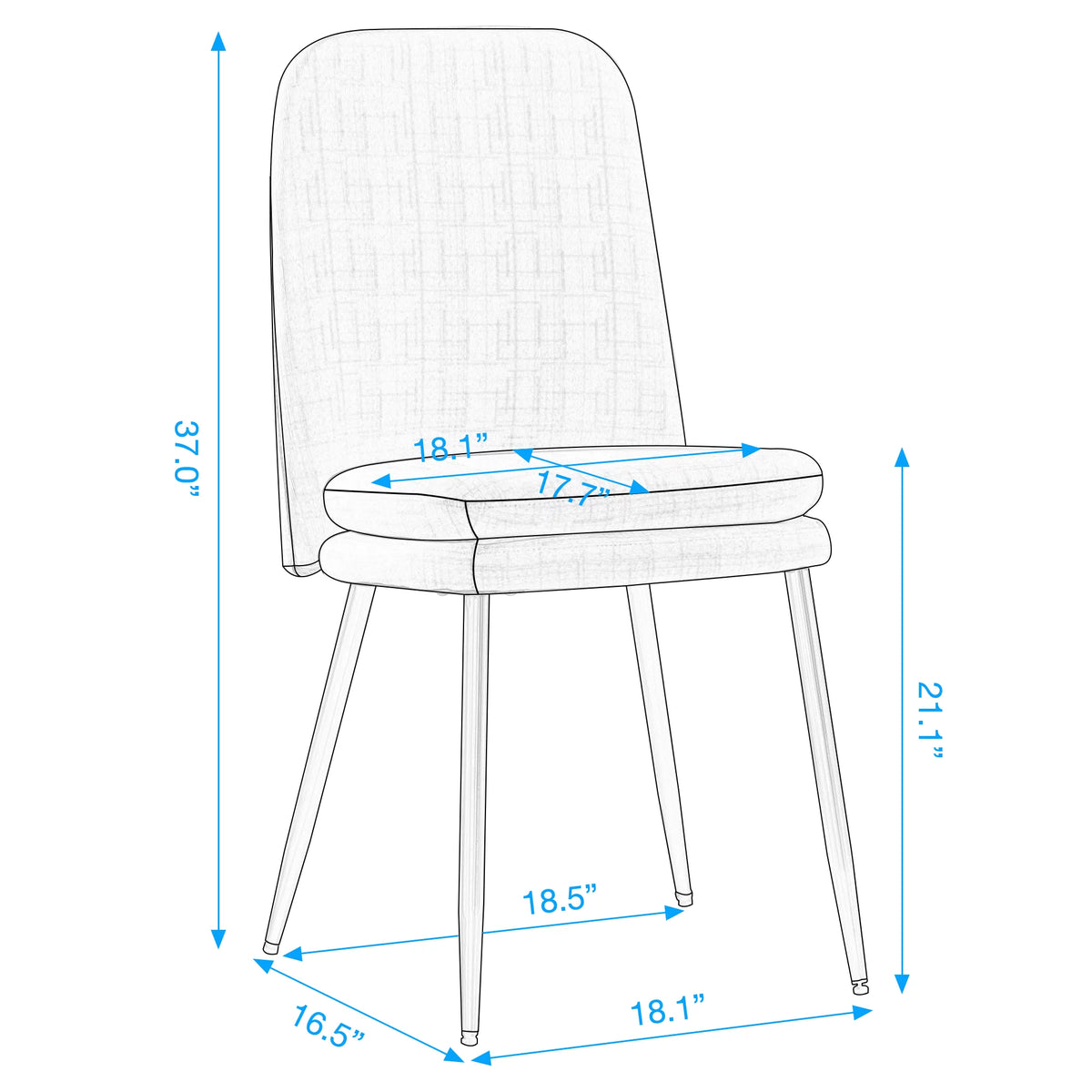 Set of 2 Beige Upholstered Dining Chairs with Metal Legs I371