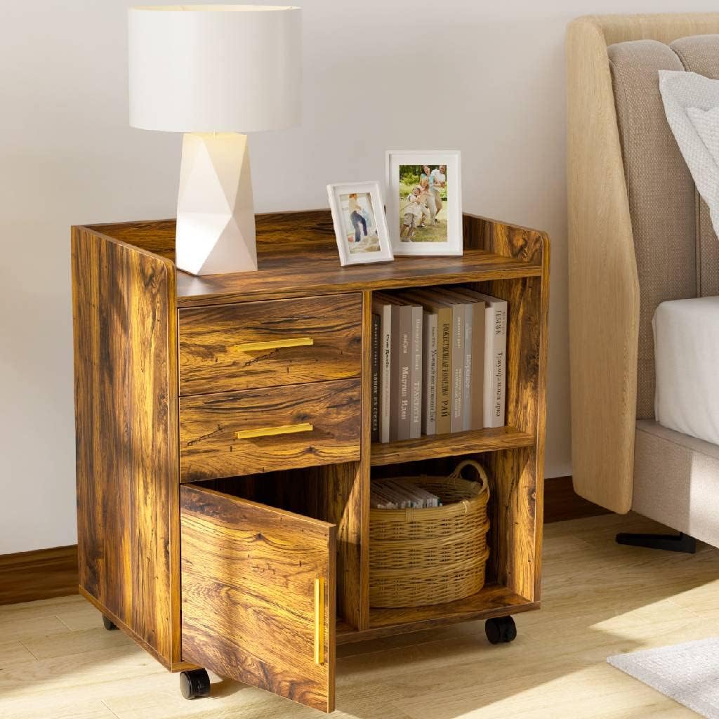 Wood File Cabinet with Storage and Drawers P2522