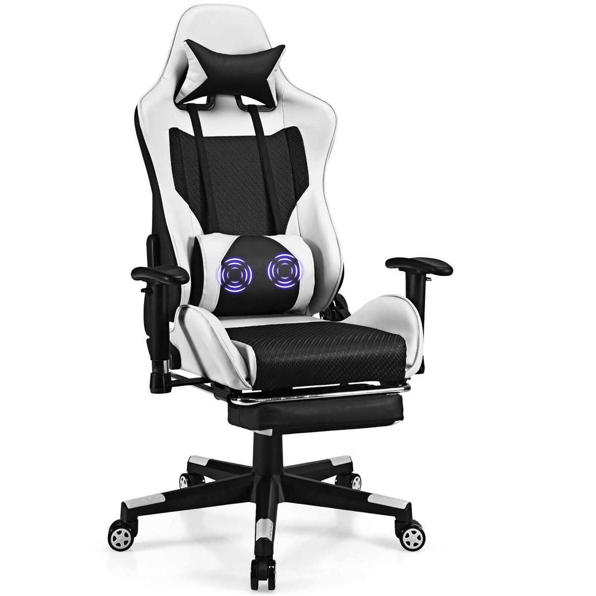 White Massage Gaming Chair Recliner P1978