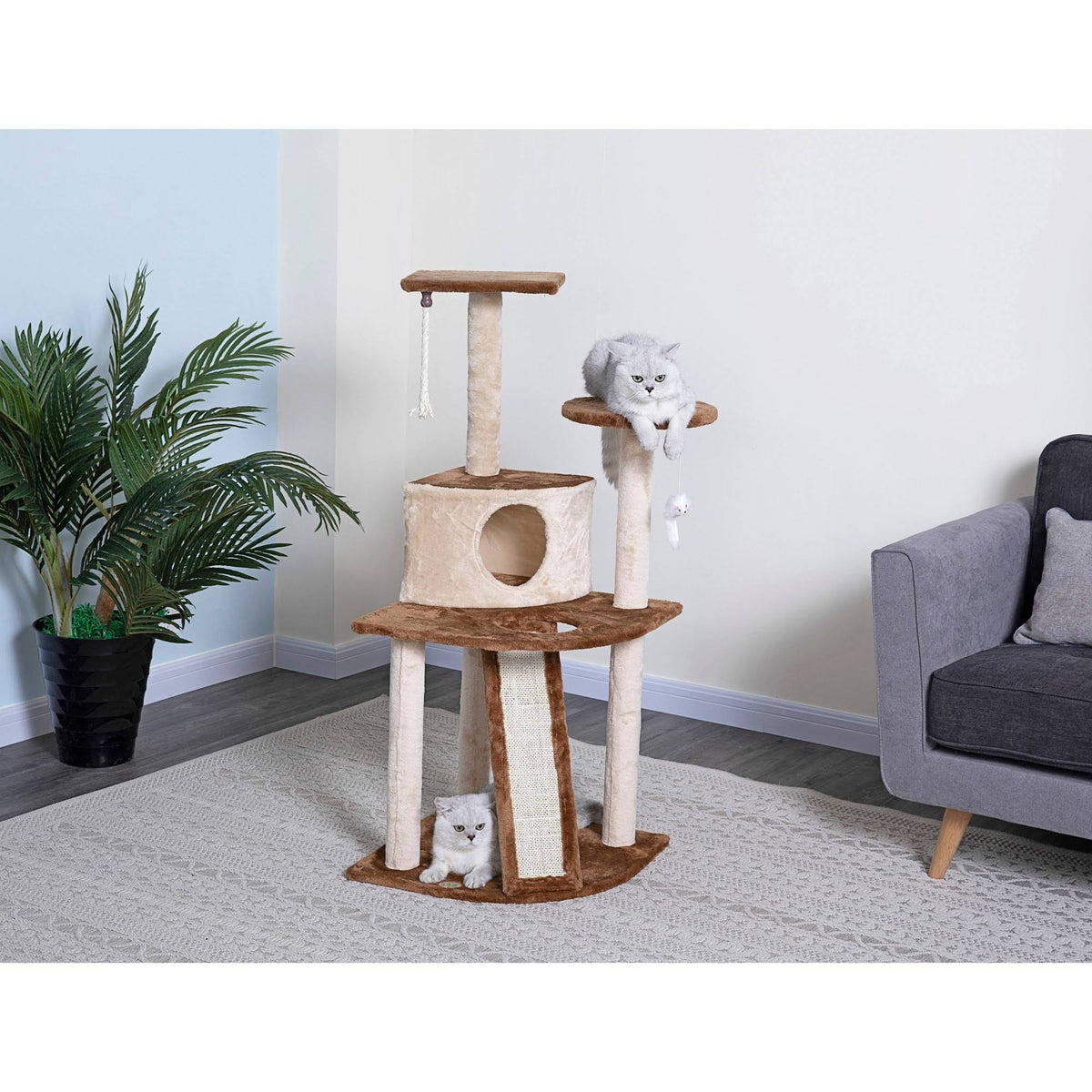 61-inch Cat Tree Beige Brown O57881