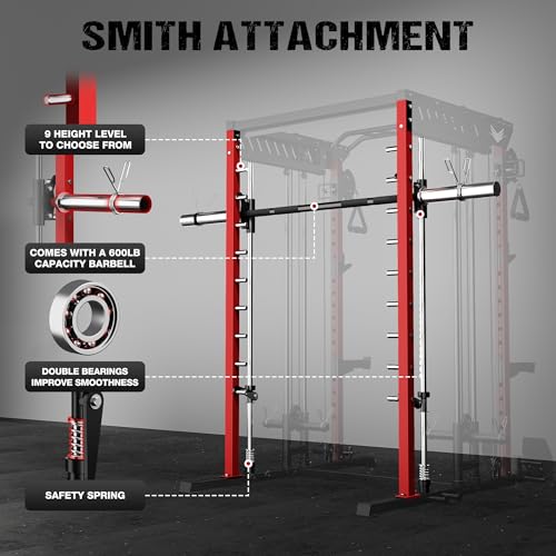 Multi-Function Power Cage with Dual Pulley Cable Crossover System H895609