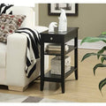 Three Tier End Table with Drawer, Black Finish N64604
