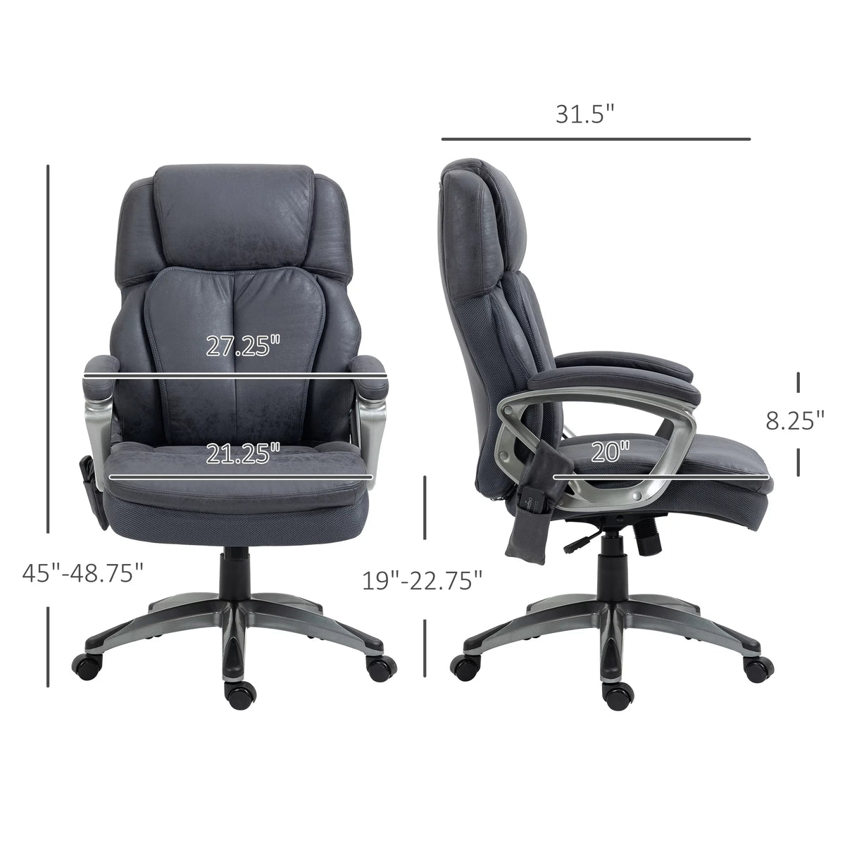 Gray Executive Office Chair with Vibration Massage W25457