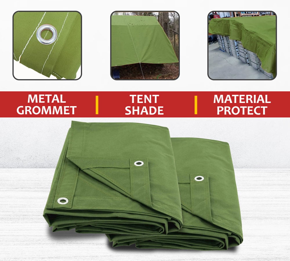 6' x 8' Green Canvas Tarp 12oz Water Resistant C400903