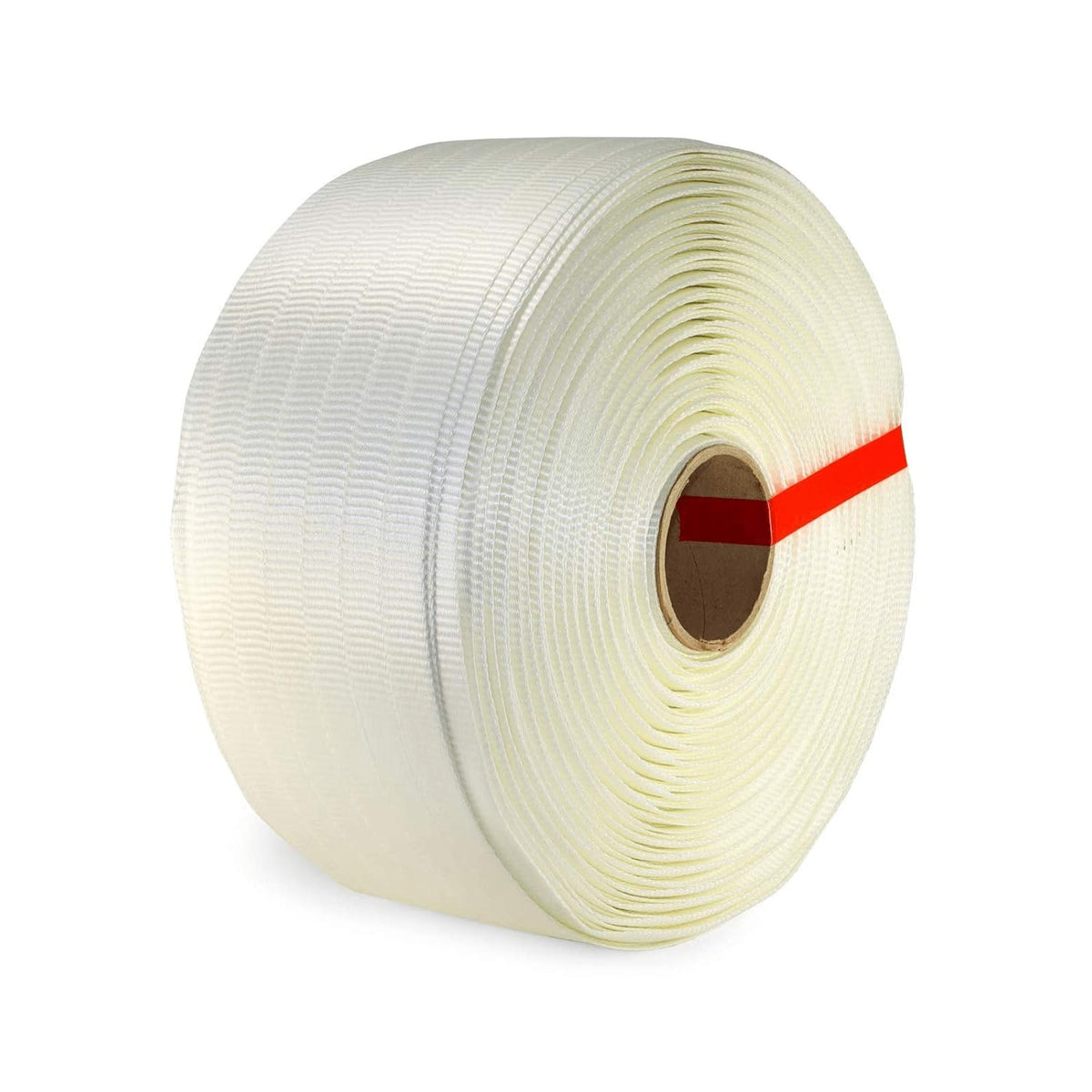 3/4" x 2100’ Woven Cord Strapping Roll, 900 lbs Break Strength, White I2436