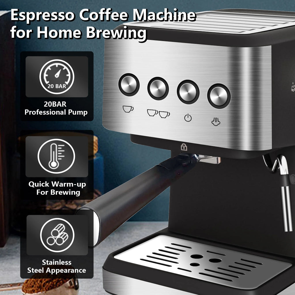 20 Bar Stainless Steel Espresso Machine with Milk Frother C57990