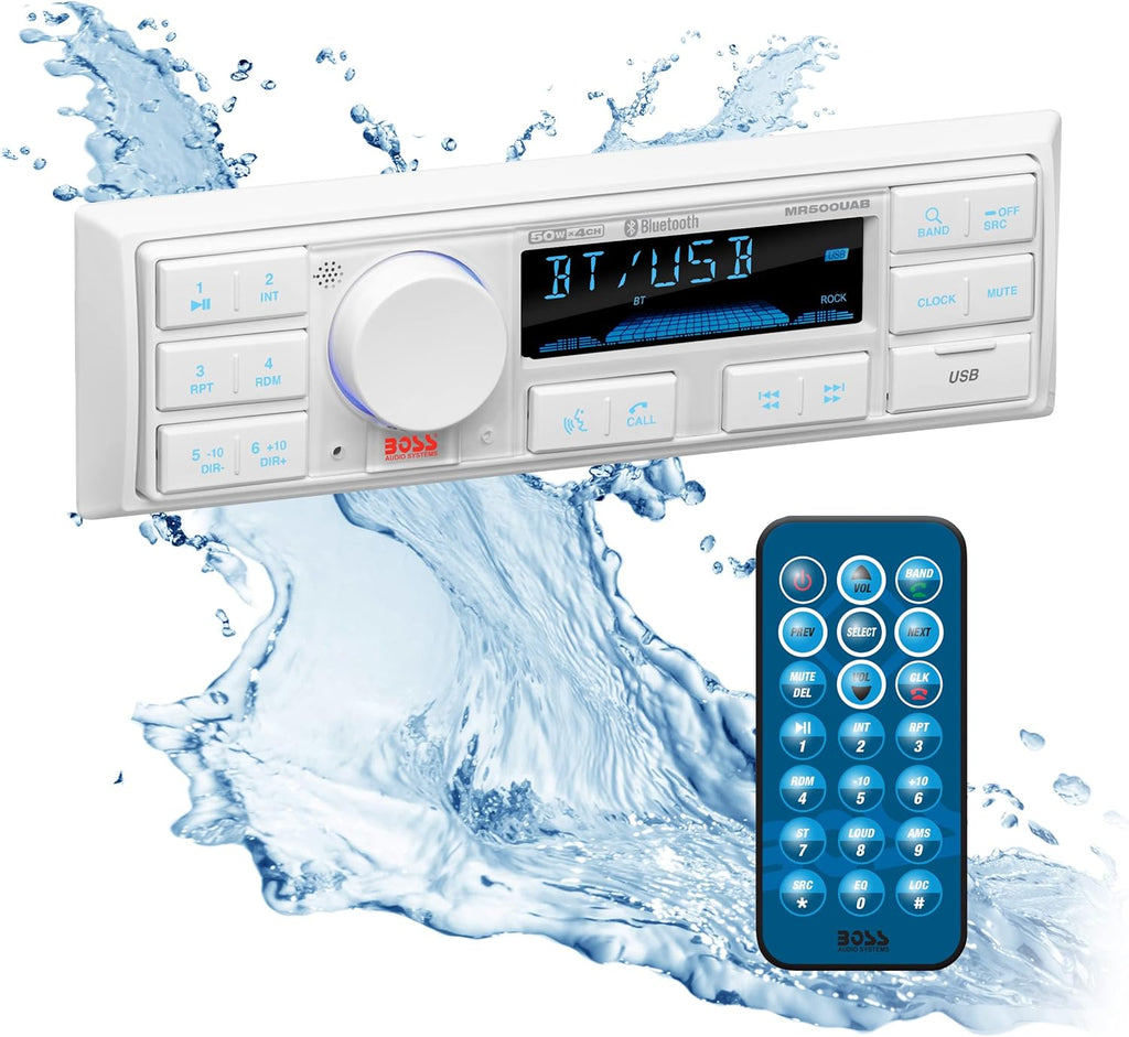 Marine Radio Receiver with Bluetooth USB Weatherproof Digital Media MP3 Player AM/FM M6943