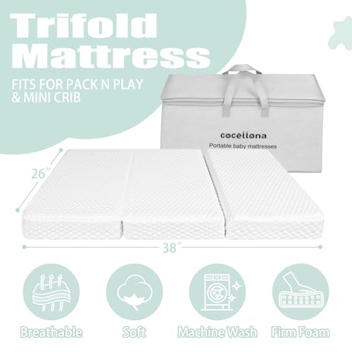 38x26 Trifold Memory Foam Travel Crib Mattress Z418