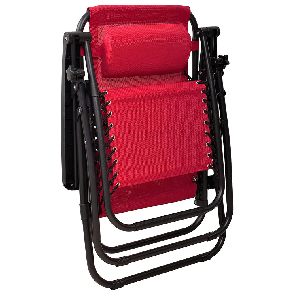 Adjustable Outdoor Zero Gravity Recliner Lounge Chair, Burgundy, 2 I289486