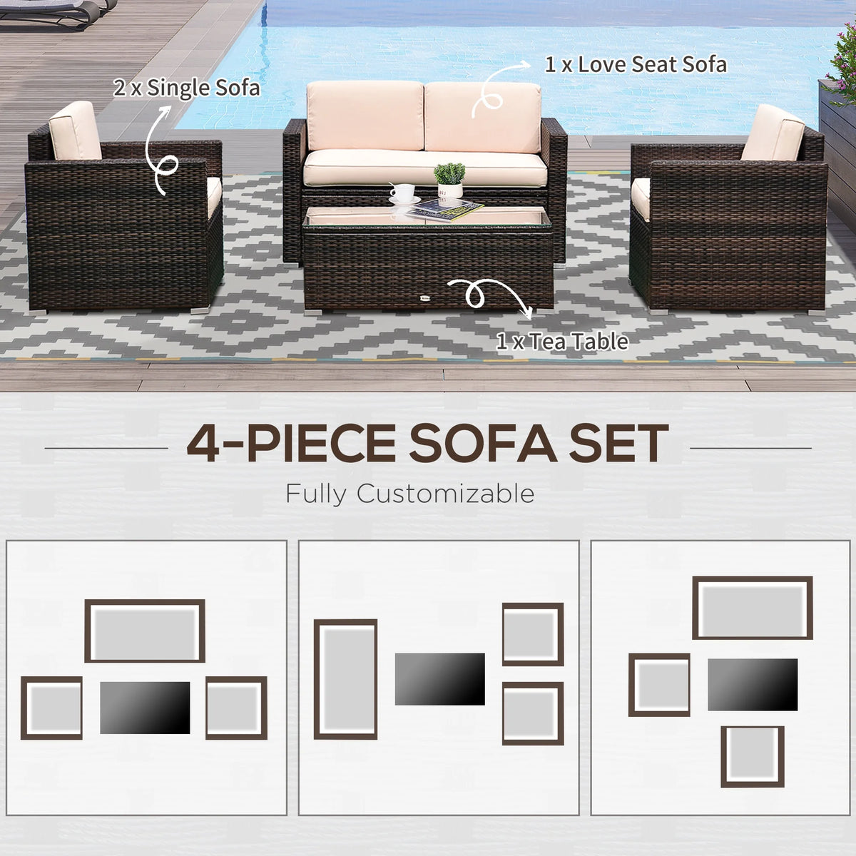 Beige 4-Piece Rattan Furniture Set I76551