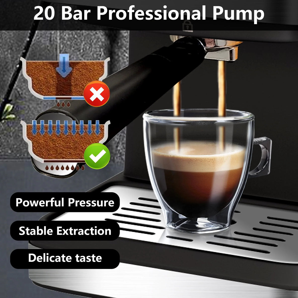 20 Bar Stainless Steel Espresso Machine with Milk Frother C57990