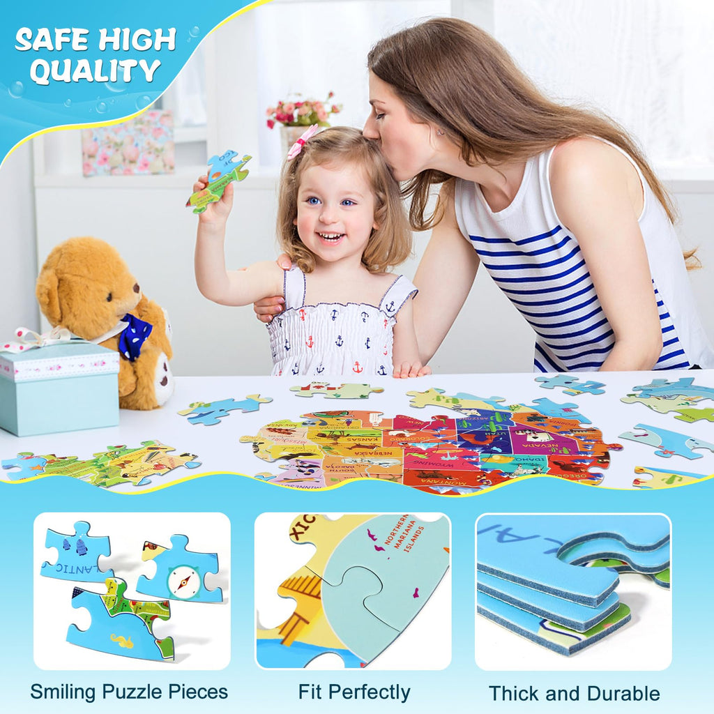 70 Pieces USA Map Floor Jigsaw Puzzle T150
