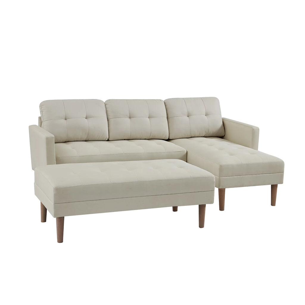 Beige Fabric Reversible Sleeper Sectional Sofa Bed F806
