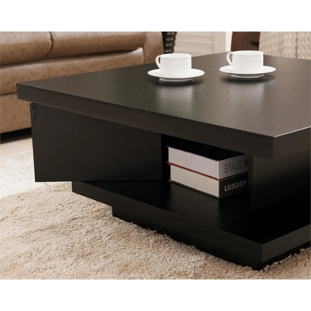 3-Piece Black Wood Coffee Table Set E329