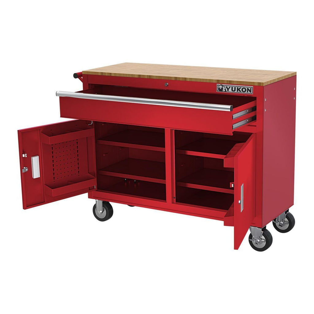 46 in. Mobile Workbench with Solid Wood Top B440908