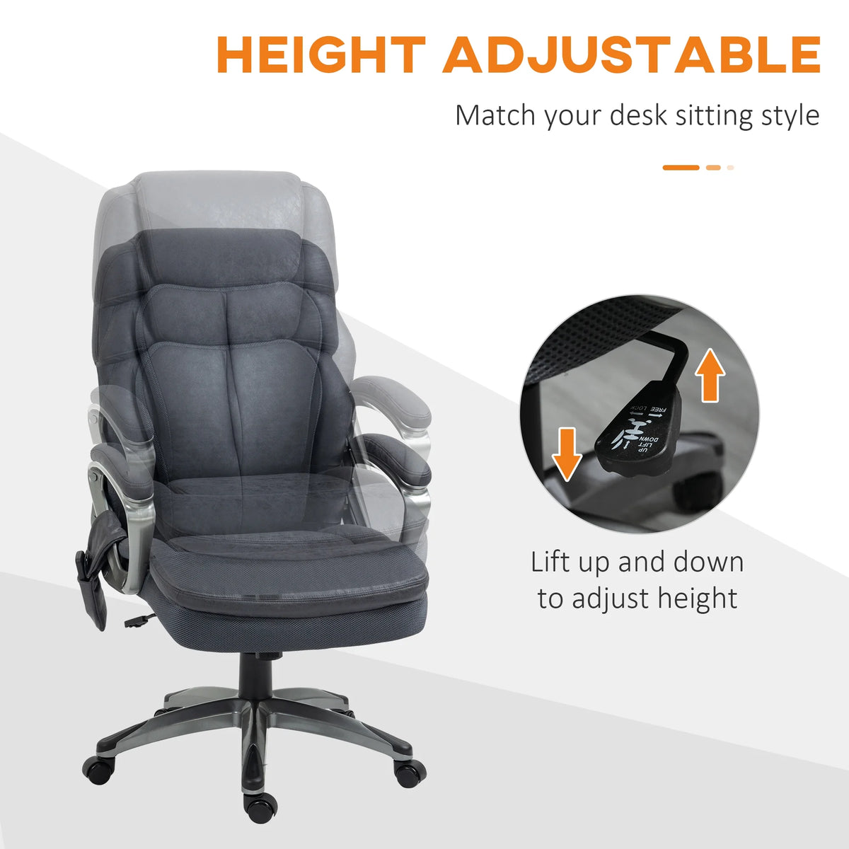 Gray Executive Office Chair with Vibration Massage W25457