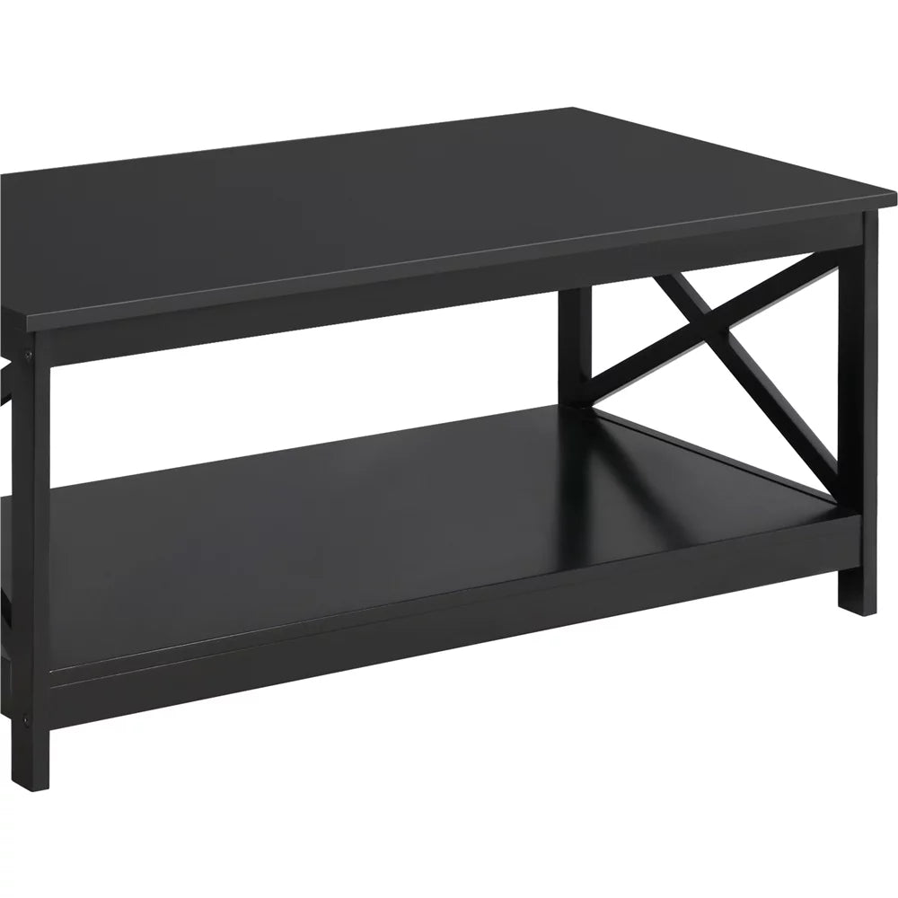 Wooden Rectangle Coffee Table with Storage Shelf S326