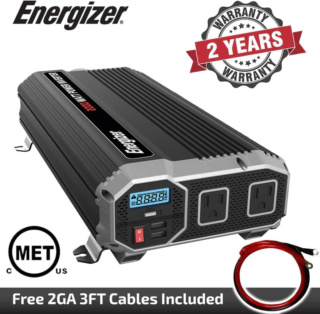 2000 watts Modified Sine Wave Car Power Inverter, 12v to 110v, Two AC Outlets, Two USB Ports, DC to AC Converter W615217