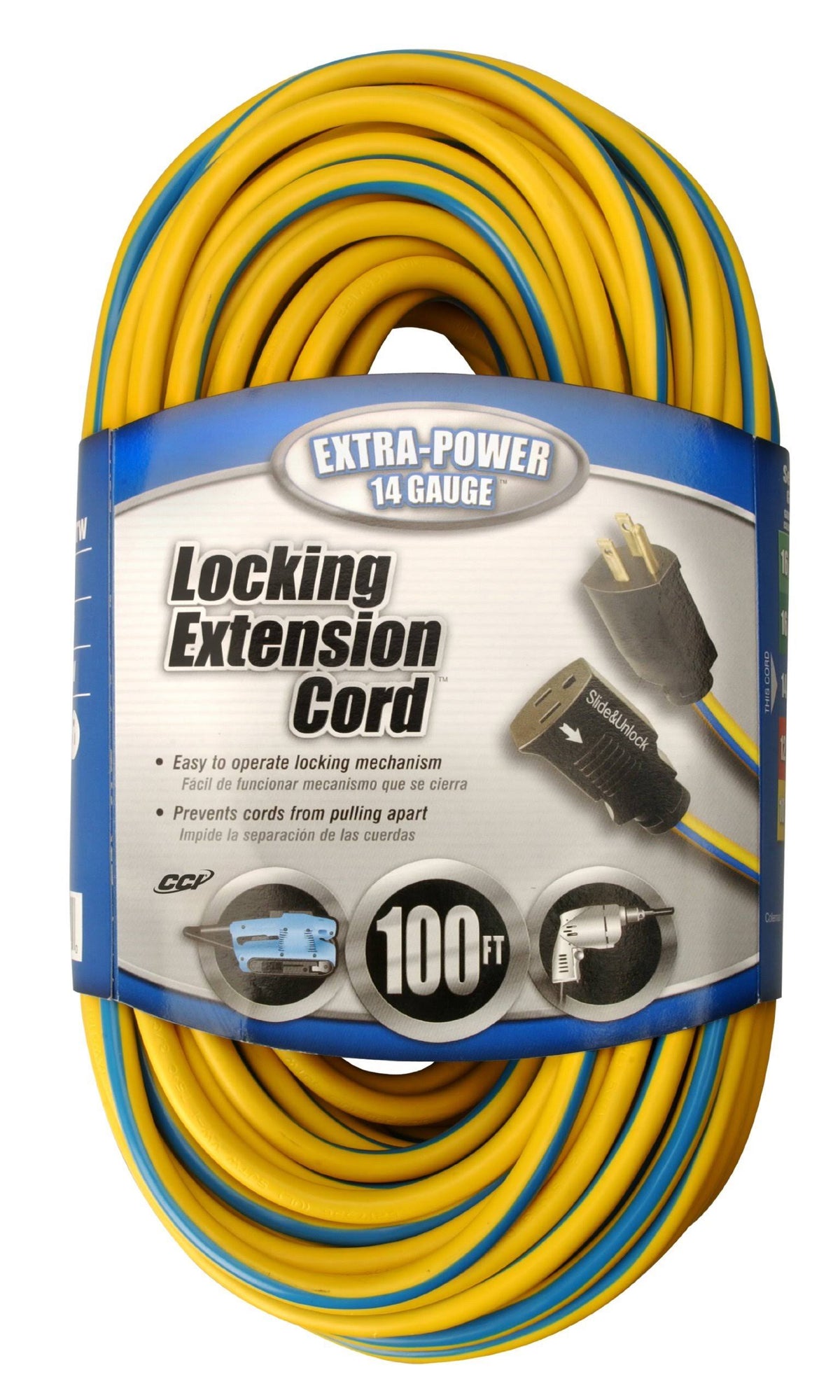 Yellow Blue Locking Extension Cord Y98560