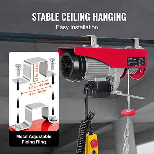 2200 lbs 1600W 110V Electric Steel Wire Winch with Wireless Remote Control 40ft Single Cable Lifting Height T102