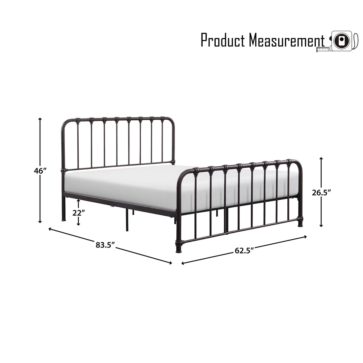 Metal Platform Bed Full Navy Blue L929