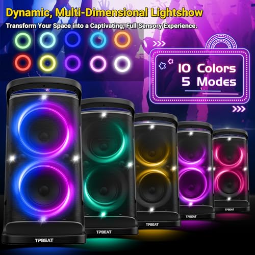 Portable Bluetooth Party Speaker 160W Deep Bass with Led Light Show A732