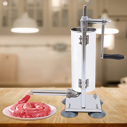 Stainless Steel 3L 6LBS Vertical Meat Sausage Stuffer Machine with 8 Stuffing Tubes N12943