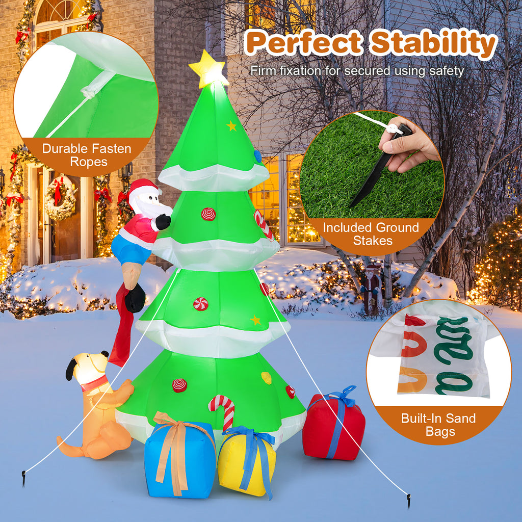 7 FT Inflatable Christmas Tree with Santa Claus & Dog C200928