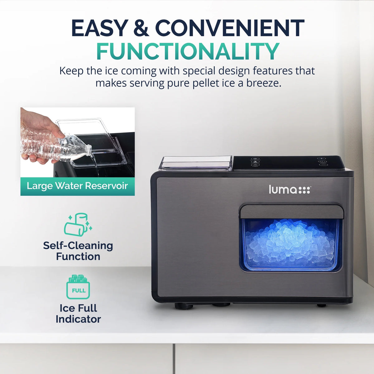 Black Stainless Steel Countertop Ice Maker B7416