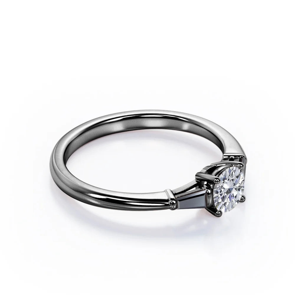 Minimalist Engagement Ring with Lab Created Black Diamond F83578