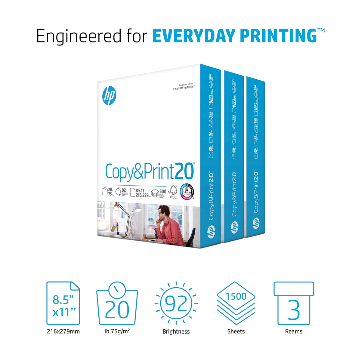 20lb 8.5 x 11 500 Sheets Copy Paper U210247