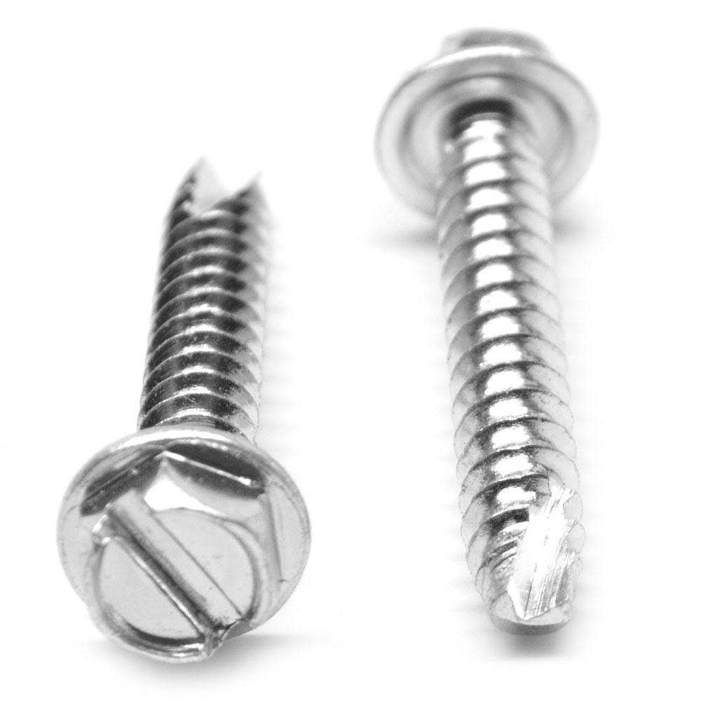 10-16 x 1/2 Thread Cutting Screw Slotted Hex Washer Head Low Carbon Steel Zinc Plated D301396